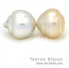 Lot of 2 Australian Pearls Ringed D 14.6 and 15.1 mm