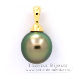 18K solid Gold Pendant and 1 Tahitian Pearl Semi-Baroque A 10 mm