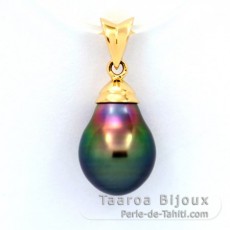 18K solid Gold Pendant and 1 Tahitian Pearl Semi-Baroque A+ 9.1 mm
