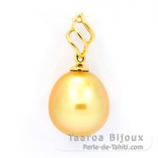 18K solid Gold Pendant and 1 Australian Pearl Semi-Baroque A 10.8 mm