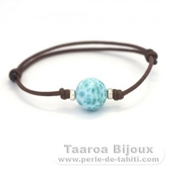 Cotton Bracelet and 1 Larimar - 12.7 mm - 3.5 gr