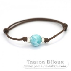 Cotton Bracelet and 1 Larimar - 10.7 mm - 2.7 gr