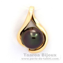 Gold 14k Pendant and 1 Tahitian Pearl Round B+ 9.4 mm