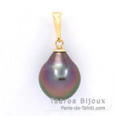 18K solid Gold Pendant and 1 Tahitian Pearl Semi-Baroque B 9.6 mm