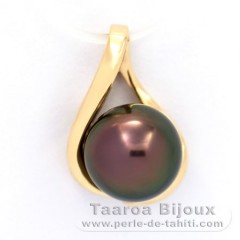 Gold 14k Pendant and 1 Tahitian Pearl Round B 9 mm