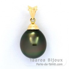 18K solid Gold Pendant and 1 Tahitian Pearl Semi-Baroque B 11.2 mm