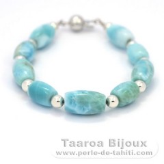 Bracelet of 9 Larimar Beads - 18.5 cm - 13.4 gr