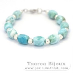 Bracelet of 11 Larimar Beads - 18 cm - 11.6 gr