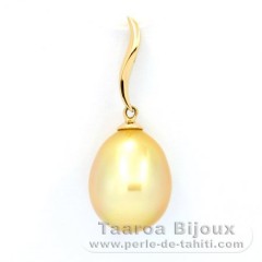 18K solid Gold Pendant and 1 Australian Pearl Semi-Baroque A/B 10.8 mm