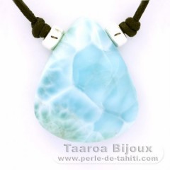 Cotton Necklace and 1 Larimar - 30 x 25 x 9.8 mm - 12.4 gr