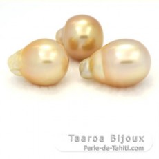 Lot of 3 Australian Pearls Semi-Baroque C from 12.6 to 12.9 mm