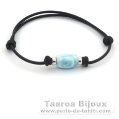 Leather Bracelet and 1 Larimar - 12 x 8.7 mm - 1.7 gr