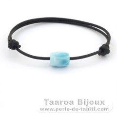 Leather Bracelet and 1 Larimar - 11.5 x 8.7 mm - 1.3 gr