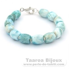 Bracelet of 13 Larimar Beads - 17.5 cm - 20.1 gr