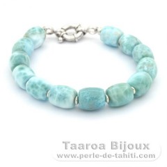 Bracelet of 14 Larimar Beads - 18.5 cm - 21 gr