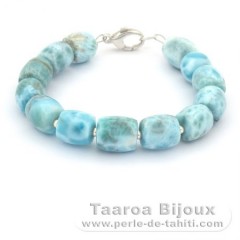 Bracelet of 13 Larimar Beads - 17.5 cm - 20.3 gr