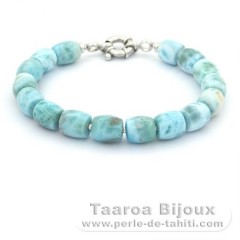 Bracelet of 16 Larimar Beads - 20 cm - 23 gr