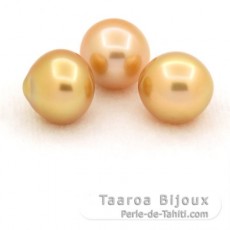 Lot of 3 Australian Pearls Semi-Baroque C from 9.6 to 9.9 mm