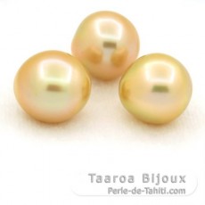 Lot of 3 Australian Pearls Semi-Baroque C from 11.6 to 11.8 mm