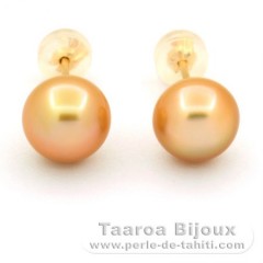 18K solid Gold Earrings and 2 Australian Pearls Semi-Baroque B 8.5 mm