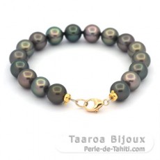 Bracelet with 18 Tahitian Pearls Round C 8 to 8.9 mm