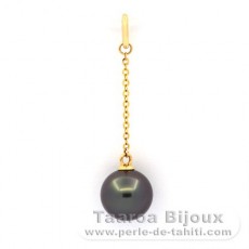 18K solid Gold Pendant and 1 Tahitian Pearl Round A 8.6 mm