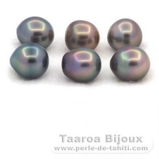 Lot of 6 Tahitian Pearls Semi-Baroque B from 9.5 to 9.8 mm