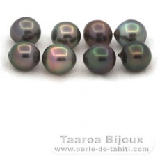 Lot of 8 Tahitian Pearls Semi-Baroque C from 8.5 to 8.9 mm