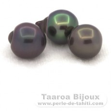 Lot of 3 Tahitian Pearls Semi-Baroque B from 9 to 9.2 mm