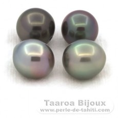 Lot of 4 Tahitian Pearls Semi-Baroque C from 9 to 9.4 mm