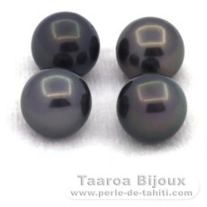 Lot of 4 Tahitian Pearls Round C from 9.1 to 9.2 mm