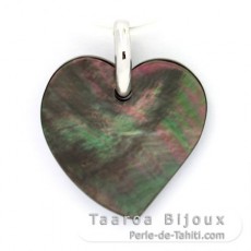 Tahitian Mother-of-Pearl Pendant and Rhodiated Sterling Silver