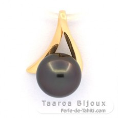 18K solid Gold Pendant and 1 Tahitian Pearl Round A 8.6 mm