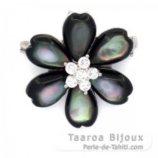 Rhodiated Sterling Silver Pendant and Brooch with Tahitian Mother-of-Pearl