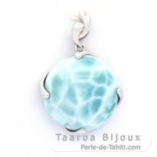Rhodiated Sterling Silver Pendant and 1 Larimar - 21 mm - 5.42 gr