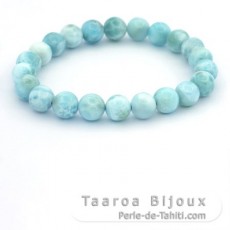 Bracelet of 22 Larimar Beads - 8 to 8.4 mm - 15 cm - 17.5 gr