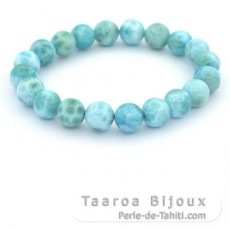 Bracelet of 20 Larimar Beads - 9.5 to 9.8 mm - 16 cm - 26.2 gr