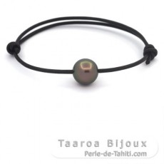 Leather Bracelet and 1 Tahitian Pearl Round C 11.6 mm