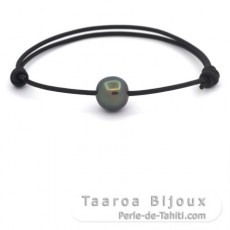 Leather Bracelet and 1 Tahitian Pearl Semi-Baroque B 10.6 mm