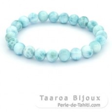 Bracelet of 23 Larimar Beads - 7.5 to 7.8 mm - 15 cm - 14.3 gr