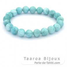 Bracelet of 21 Larimar Beads - 8.5 to 8.8 mm - 15.5 cm - 19.5 gr