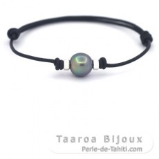 Leather Bracelet and 1 Tahitian Pearl Semi-Baroque B 10.3 mm