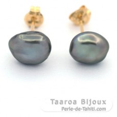 18K Gold Earrings and 2 Tahitian Keishis