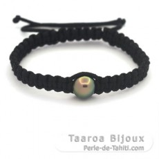 Nylon Bracelet and 1 Tahitian Pearl Near-Round C 10.7 mm