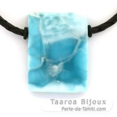 Leather Necklace and 1 Larimar - 33 x 25 x 10 mm - 19 gr