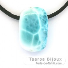 Leather Necklace and 1 Larimar - 33 x 21 x 10 mm - 14.8 gr