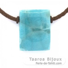 Cotton Necklace and 1 Larimar - 28 x 21 x 8 mm - 11.6 gr