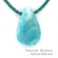 Cotton Necklace and 1 Larimar - 35 x 21 x 8.5 mm - 11 gr