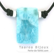 Leather Necklace and 1 Larimar - 27 x 16 x 8.3 mm - 8.9 gr