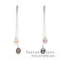 Rhodiated Sterling Silver Earrings and 4 Tahitian Keishis